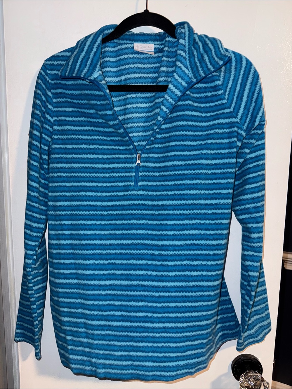Columbia Women's Teal & Aqua Striped Quarter-Zip Fleece